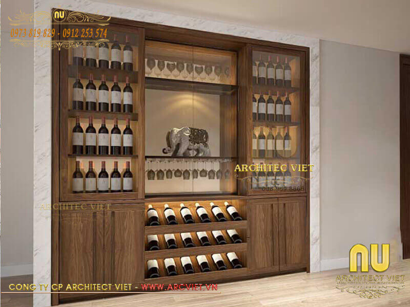 thiết kế mẫu tủ rượu âm tường hiện đại