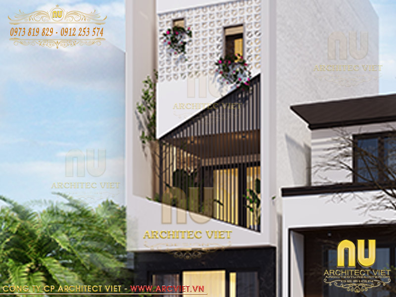 Nhà phố đẹp với không gian mở rộng thoáng