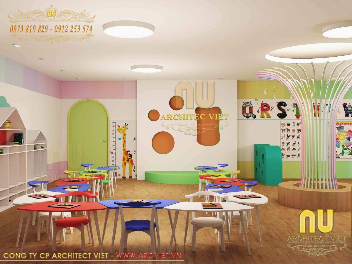 Thiết kế nội thất phòng học mầm non đạt chuẩn 2019