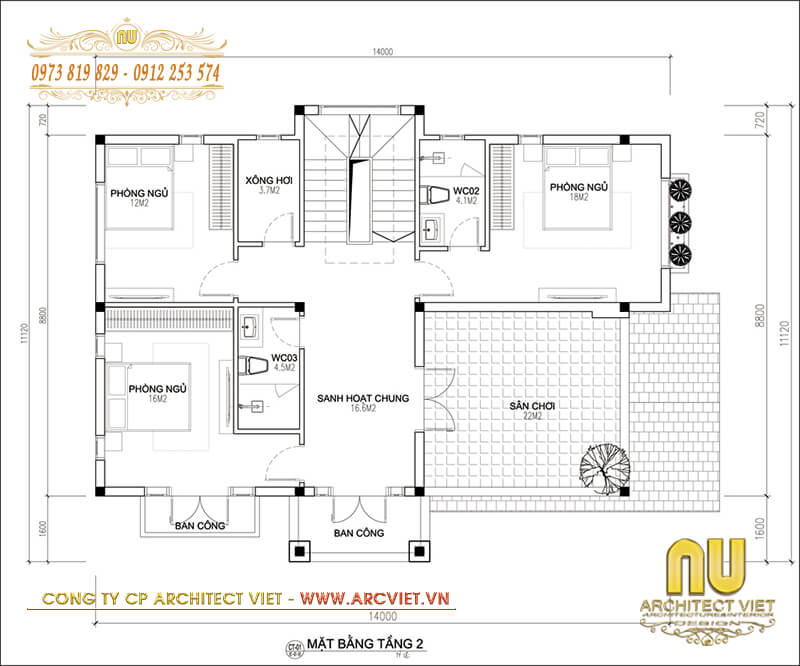 Bản vẽ mặt bằng tầng 2 mẫu thiết kế nhà 2 tầng có phòng thờ thiết kế nhà 2 tầng có phòng thờ