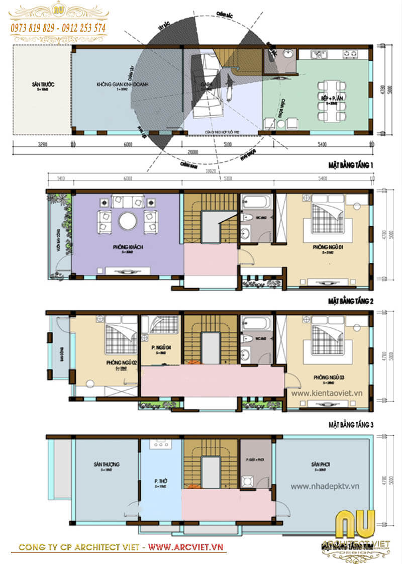 Bản vẽ mặt bằng các tầng mẫu nhà ống 3 tầng kết hợp kinh doanh nhà ống 3 tầng kết hợp kinh doanh