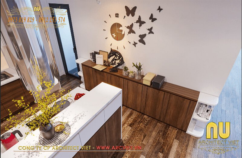 Khu vực bếp và phòng ăn trong bản vẽ kết cấu nhà phố 2 tầng kết nối mở bản vẽ kết cấu nhà 2 tầng