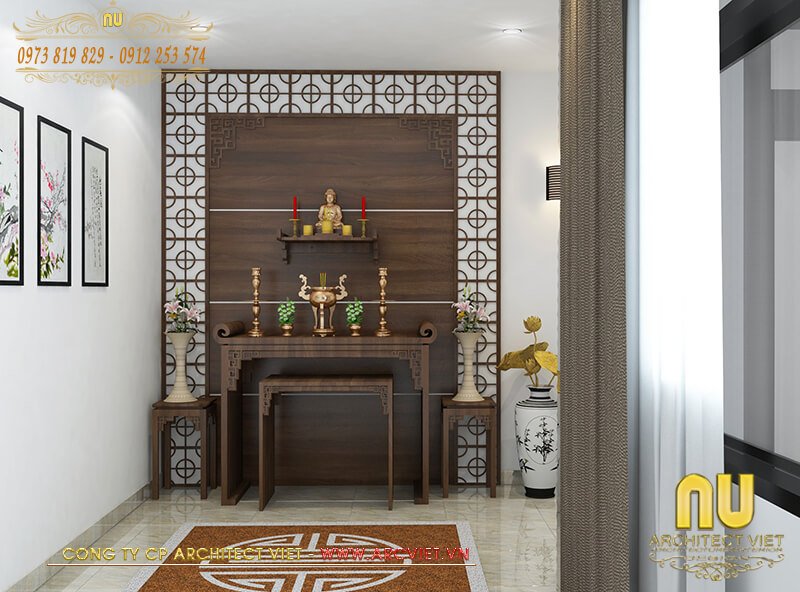 Phòng thờ được thiết kế riêng một phòng trong bản vẽ nhà ống 2 tầng 3 phòng ngủ Phòng thờ được thiết kế riêng một phòng