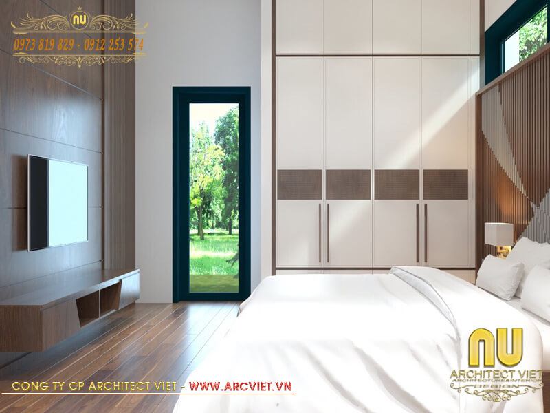 Thiết kế phòng ngủ hiện đại biệt thự 1 tầng 4 phòng ngủ