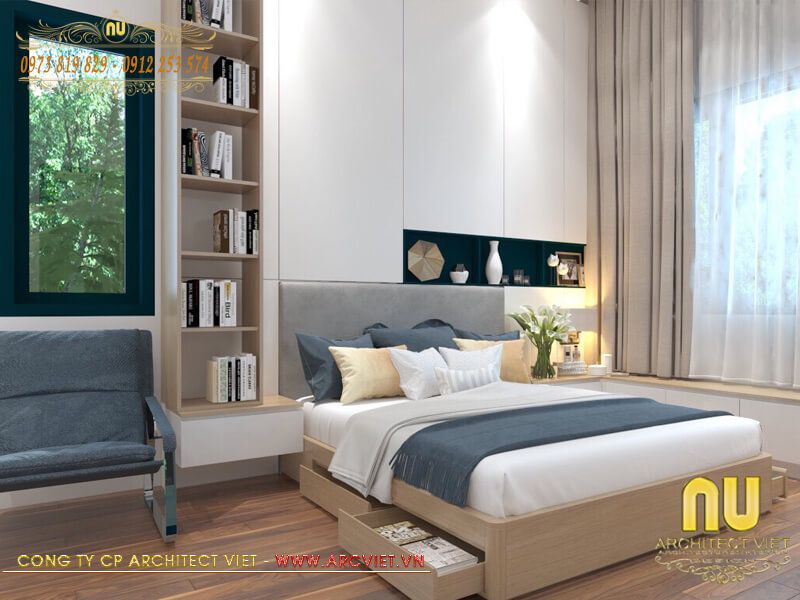 Thiết kế phòng ngủ đẹp biệt thự 1 tầng 4 phòng ngủ