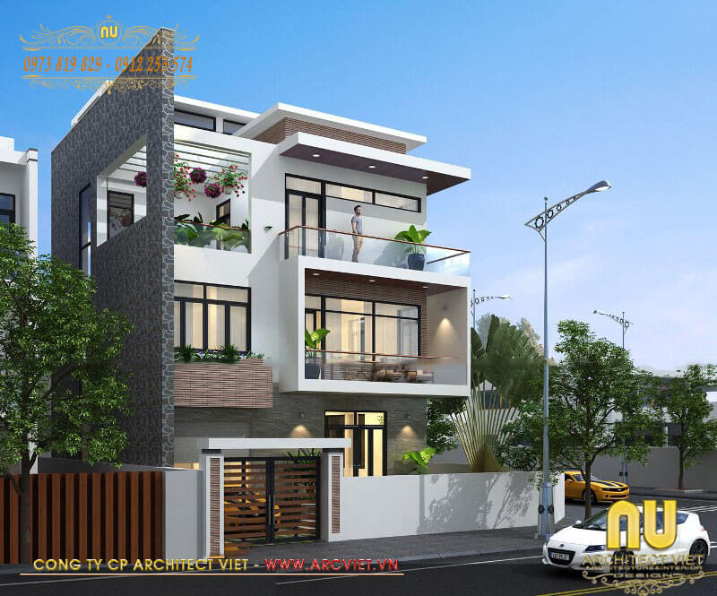 Mẫu thiết kế biệt thự 2 mặt tiền 3 tầng diện tích 162m2 biệt thự 2 mặt tiền
