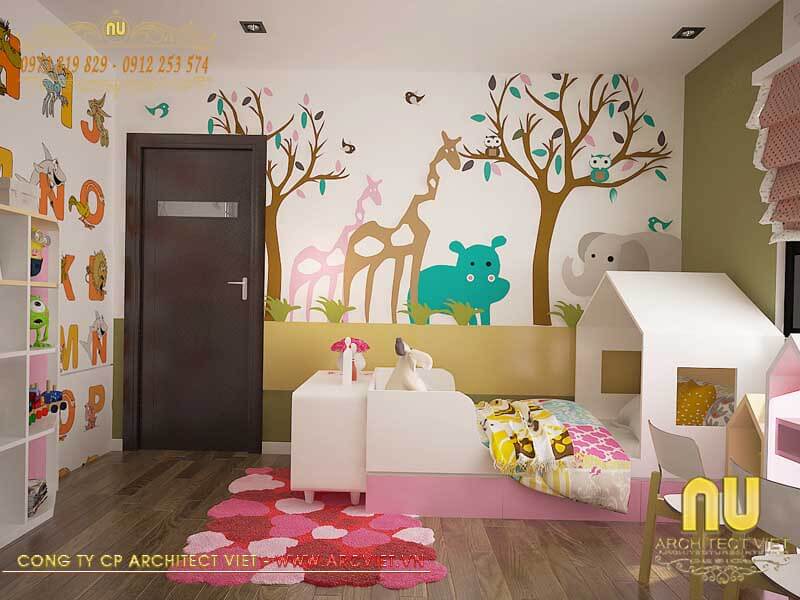 phòng ngủ đẹp cho bé gái mẫu nhà 2 tầng mái thái nông thôn