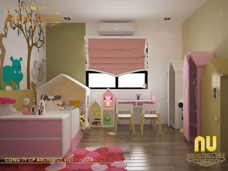 Phòng ngủ đẹp cho bé mẫu nhà 2 tầng mái thái nông thôn
