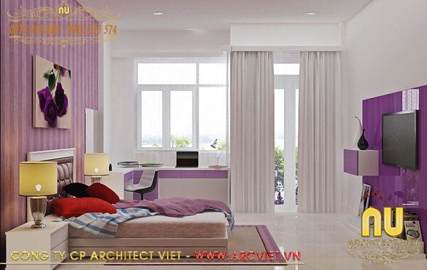 Phòng ngủ con gái trong mẫu nhà đẹp 3 tầng 5x12m mẫu nhà đẹp 3 tầng 5x12m