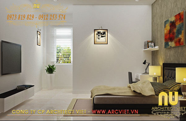 Phòng ngủ có không gian rộng thoáng trong mẫu nhà đẹp 3 tầng 5x12m mẫu nhà đẹp 3 tầng 5x12m