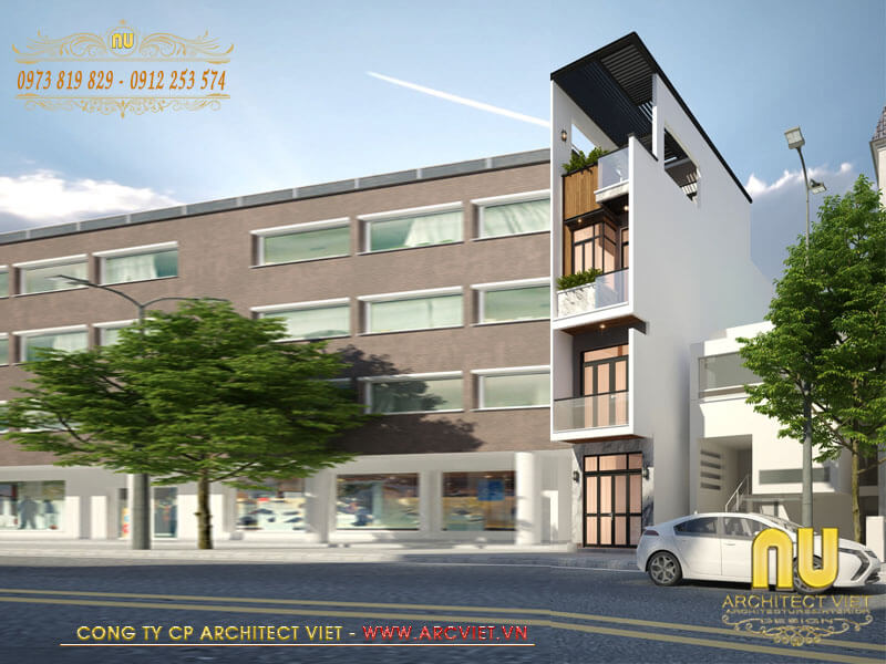 Mẫu nhà đẹp 3 tầng 5x12m sử dụng tông màu tắng chủ đạo sang trọng tinh tế mẫu nhà đẹp 3 tầng 5x12m