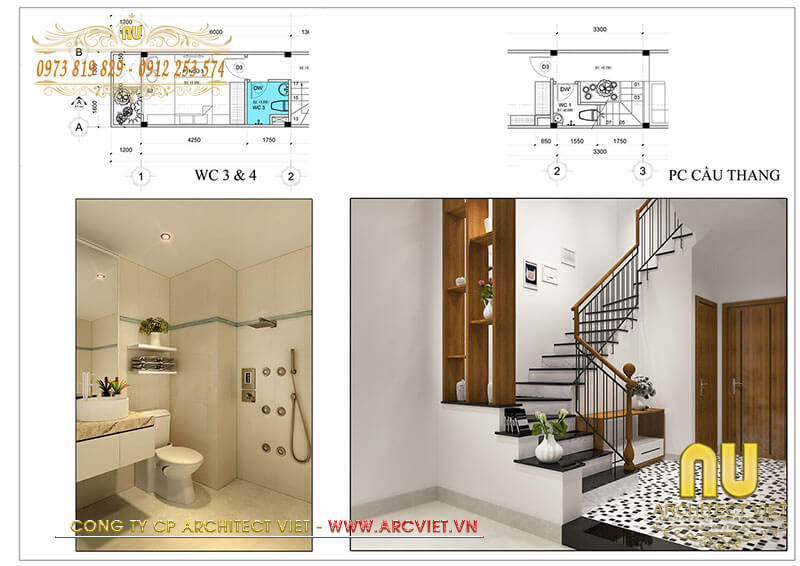 Wc chung cho cả tầng 2 mẫu nhà 2 tầng 3 phòng ngủ 1 phòng thờ nhà 2 tầng 3 phòng ngủ 1 phòng thờ