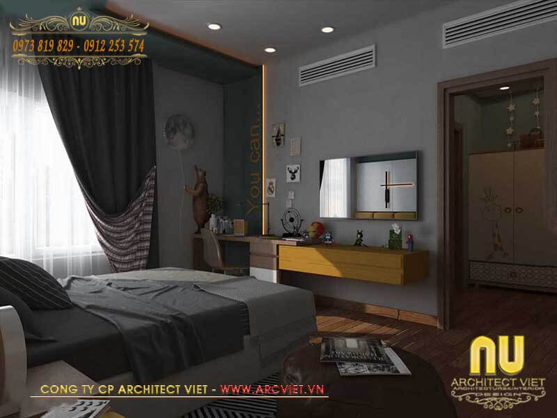 Cửa kính lớn hứng trọn ánh sáng tự nhiên cho phòng ngủ mẫu nhà ống 3 tầng 5x15m 4 phòng ngủ nhà ống 3 tầng 5x15m 4 phòng ngủ