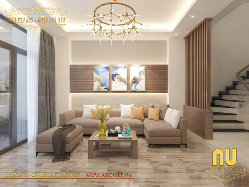 Nội thất phòng khách bằng chất liệu cao cấp trong mẫu nhà ống 3 tầng kết hợp kinh doanh nhà ống 3 tầng kết hợp kinh doanh