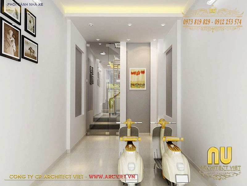 Thiết kế nhà ống đẹp nhà ống 4 tầng có gác lửng