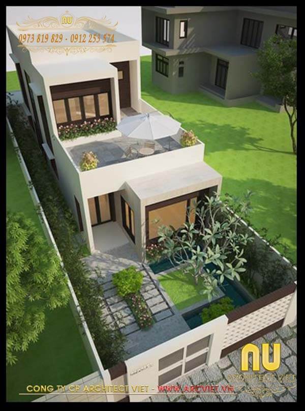 phối cảnh mặt tiền thiết kế nhà 5x20m có sân vườn thiết kế nhà 5x20m có sân vườn