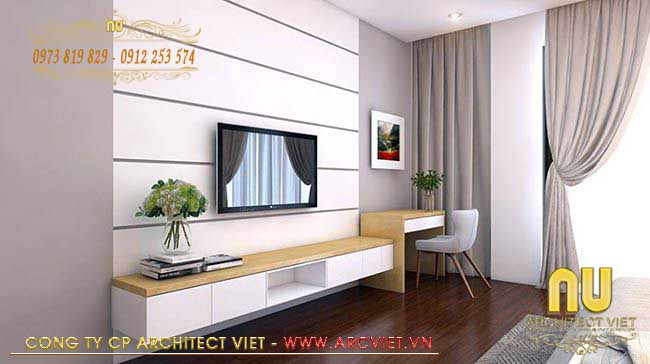 Không gian phòng ngủ trong mẫu thiết kế nhà ống 4 tầng lệch sinh động với các vật dụng trang trí Không gian phòng ngủ sinh động với các vật dụng trang trí