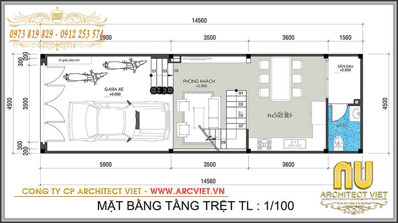 Mặt bằng công năng sử dụng tầng 1 trong bản vẽ nhà lệch tầng bản vẽ nhà lệch tầng