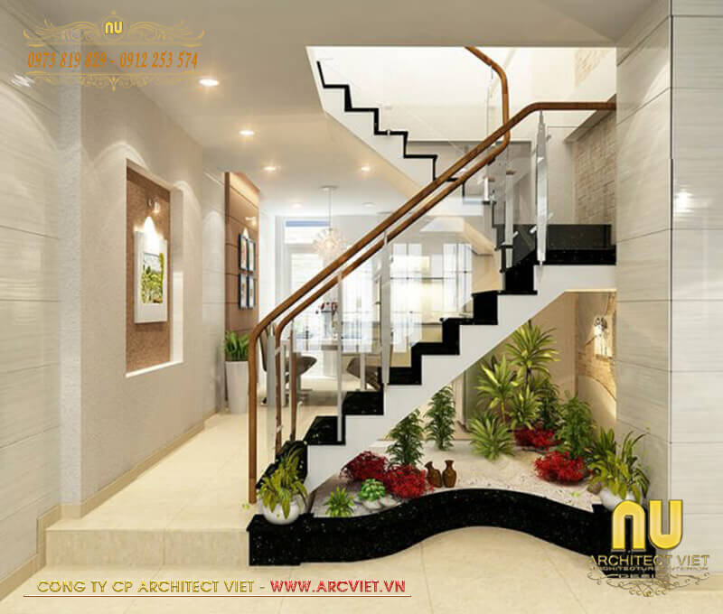 Bố trí tiểu cảnh xanh mát trong các mẫu nhà 2 tầng 6x12m đẹp hiện đại các mẫu nhà 2 atangf 6x12m