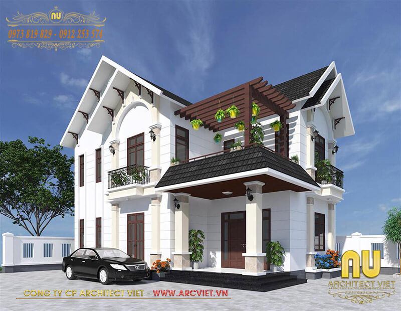 Mặt bằng nhà 2 tầng 80m2 mái thái đẹp với vật liệu xây dựng hiện đại mặt bằng nhà 2 tầng 80m2