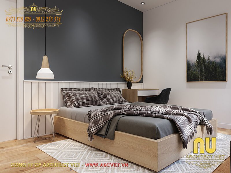 Gam màu chính của phòng ngủ mẫu nhà 3 tầng đẹp ở nông thôn là màu nâu hợp phong thủy mẫu nhà 3 tầng đẹp ở nông thôn