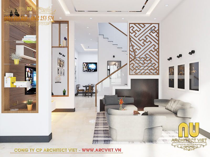 Nội thất phòng khách nhà 2 tầng chữ l 80m2 nhà 2 tầng chữ l 80m2