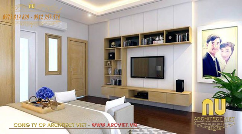 Phòng ngủ master trong mẫu nhà lệch tầng 5x15 đẹp rộng rãi nhà lệch tầng 5x15