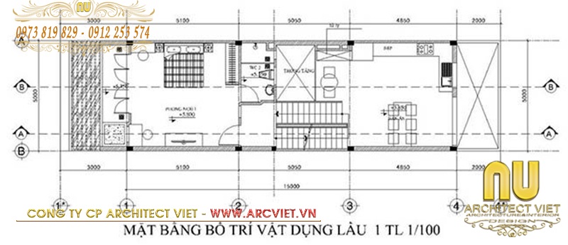 Bản vẽ mặt bằng tầng 2 mẫu nhà lệch tầng 5x15 nhà lệch tầng 5x15