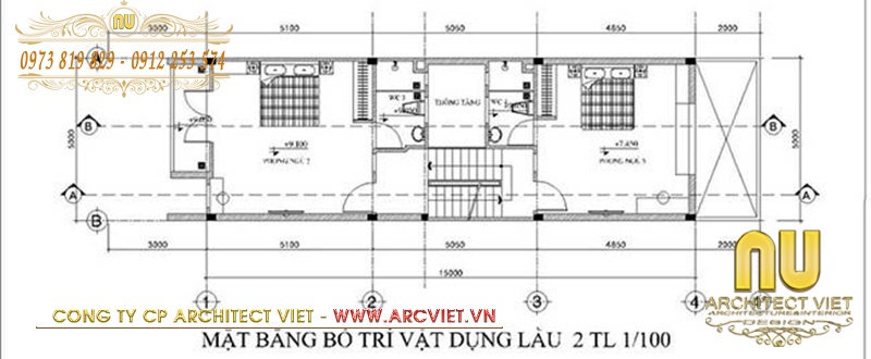 Bản vẽ mặt bằng tầng 3 mẫu nhà lệch tầng 5x15 nhà lệch tầng 5x15