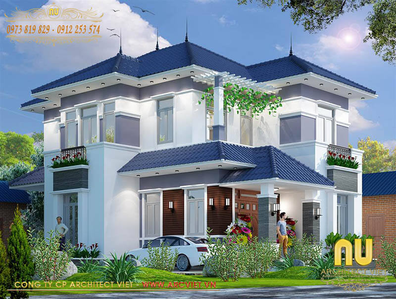 Thiết kế nhà mái ngói 2 tầng mang vẻ đẹp khỏe khoắn hiện đại nhà mái ngói 2 tầng