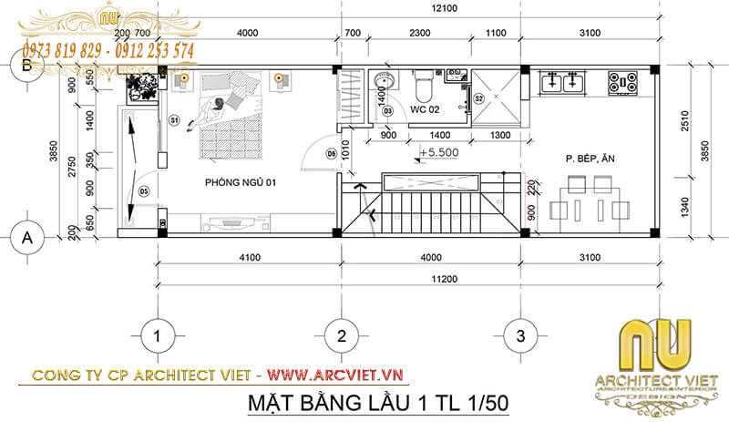 Mặt bằng tầng 2 phối cảnh nhà phố 3 tầng hiện đại phối cảnh nhà phố 3 tầng