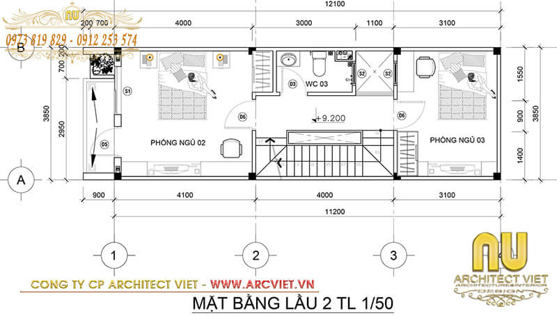 Mặt bằng tầng 3 phối cảnh nhà phố 3 tầng hiện đại phối cảnh nhà phố 3 tầng