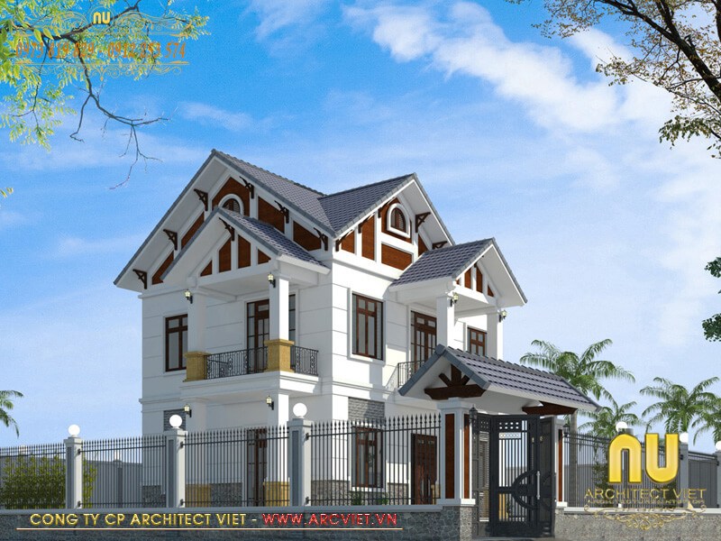 Mẫu thiết kế nhà 2 tầng 2 mặt tiền mái thái đẹp ở Thanh Hóa thiết kế nhà 2 tầng 2 mặt tiền