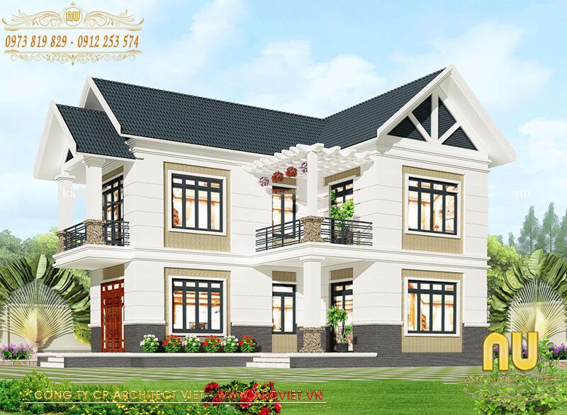 Mẫu thiết kế nhà 2 tầng chữ l 4 phòng ngủ đầy đủ công năng tiện ích thiết kế nhà 2 tầng chũ l 4 phòng ngủ