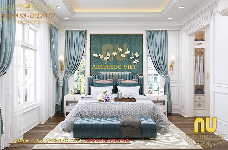 Phòng ngủ mẫu thiết kế nhà 2 tầng chữ l 4 phòng ngủ đảm bảo thông thoáng và tiện nghi thiết kế nhà 2 tầng chữ l 4 phòng ngủ