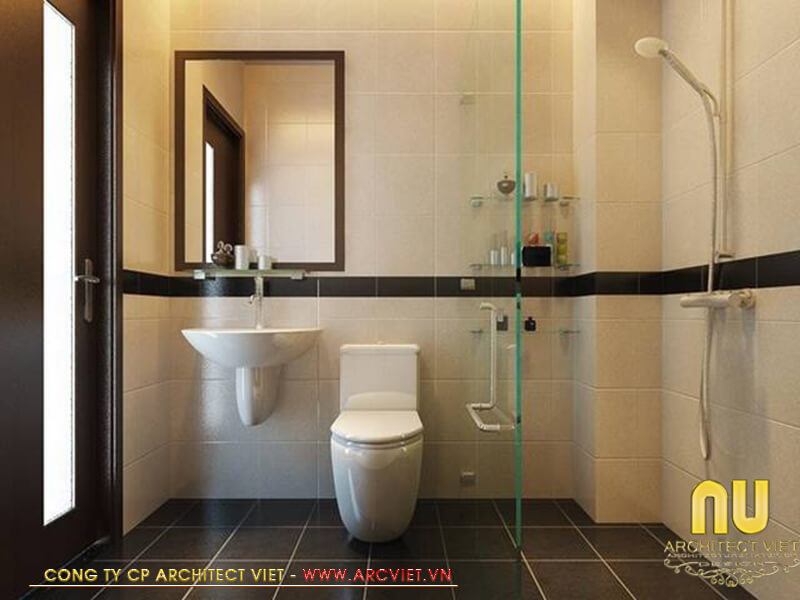 Nội thất phòng tắm kết hợp vệ sinh - Thiết kế nhà lệch tầng 5x16m thiết kế nhà lệch tầng 5x16m