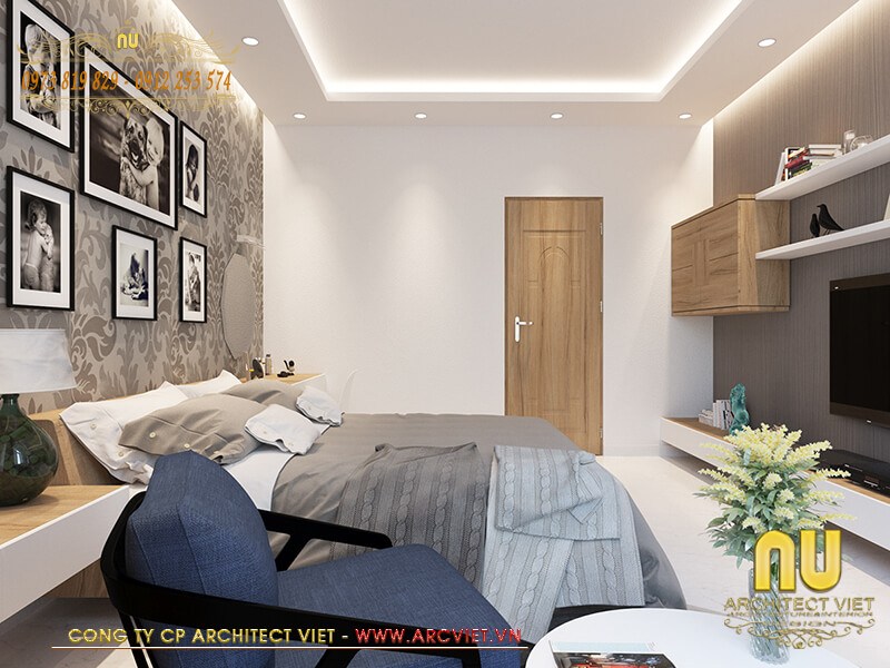 Phòng ngủ mẫu thiết kế nhà lệch tầng 5x18 thiết kế phù hợp với sở thích của chủ nhân thiết kế nhà lệch tầng 5x18