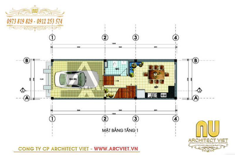 Thiết kế nhà lệch tầng 5x18m