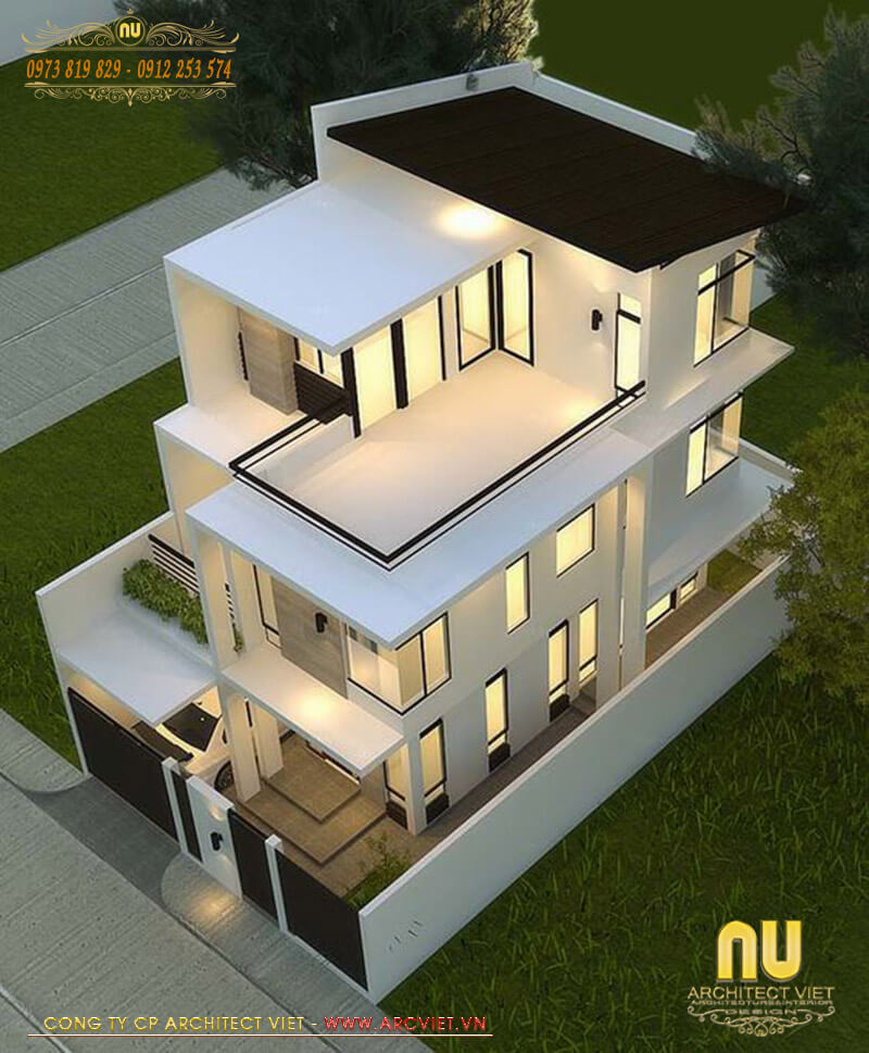 Thiết kế nhà lệch tầng 7x10m - Mẫu 1 thiết kế nhà lệch tầng 7x10m