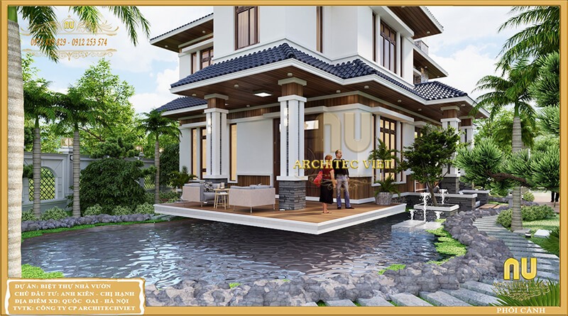 Thiết kế biệt thự rộng thoáng biệt thự nhà vườn 2 tầng 140m2