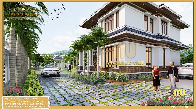 Thiết kế biệt thự hiện đại biệt thự nhà vườn 2 tầng 140m2