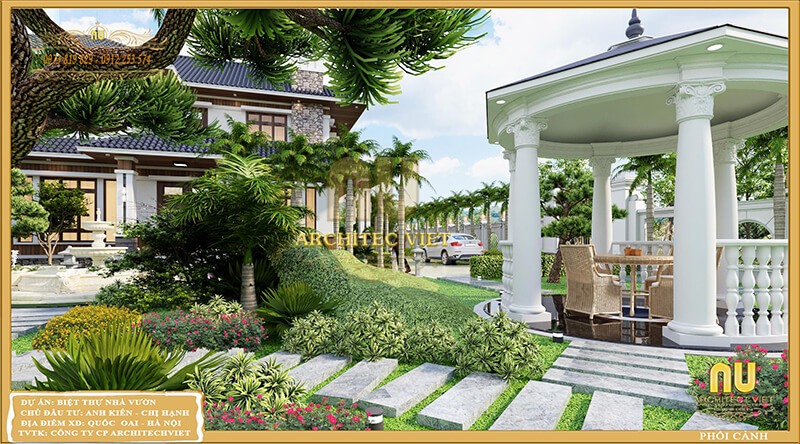 Thiết kế biệt thự với không gian xanh biệt thự nhà vườn 2 tầng 140m2