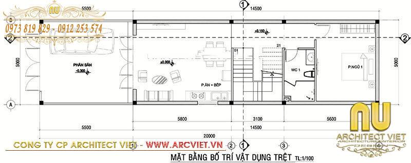 Bản vẽ mặt bằng tầng 1 mẫu nhà đẹp 3 tầng 7x15 hiện đại mẫu nhà đẹp 3 tầng 7x15
