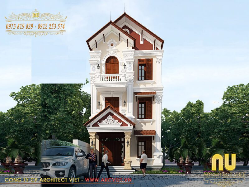 Thiết kế mặt bằng nhà lô tân cổ điển 3 tầng đầy đủ tiện nghi sử dụng nhà lô tân cổ điển