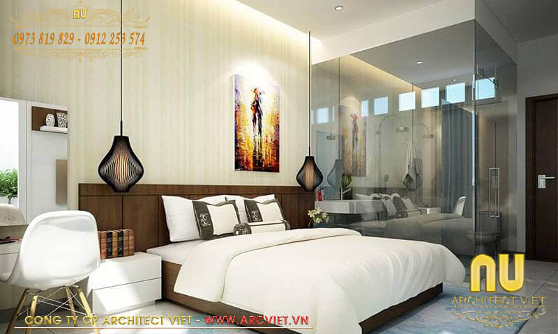 Thiết kế wc khép kín trong phòng ngủ nhà ống 2 tầng 5 phòng ngủ tiện dụng nhà ống 2 tầng 5 phòng ngủ