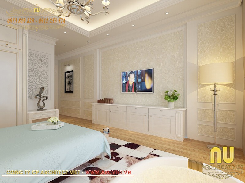 Bố trí nội thất phòng ngủ thiết kế nhà 30m2 5 tầng gọn gàng tiện nghi thiết kế nhà 30m2 5 tầng