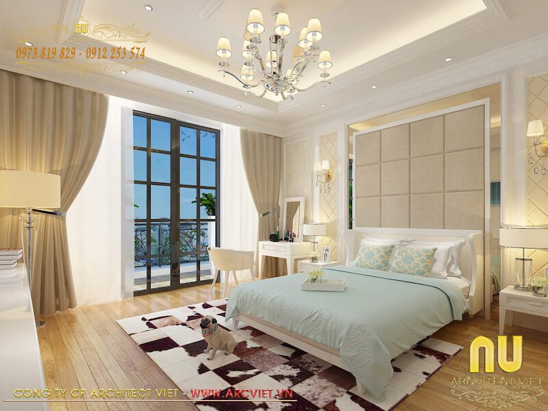 Hệ thống ánh sáng giúp không gian phòng ngủ mẫu thiết kế nhà 30m2 5 tầng ấm cúng hơn thiết kế nhà 30m2 5 tầng