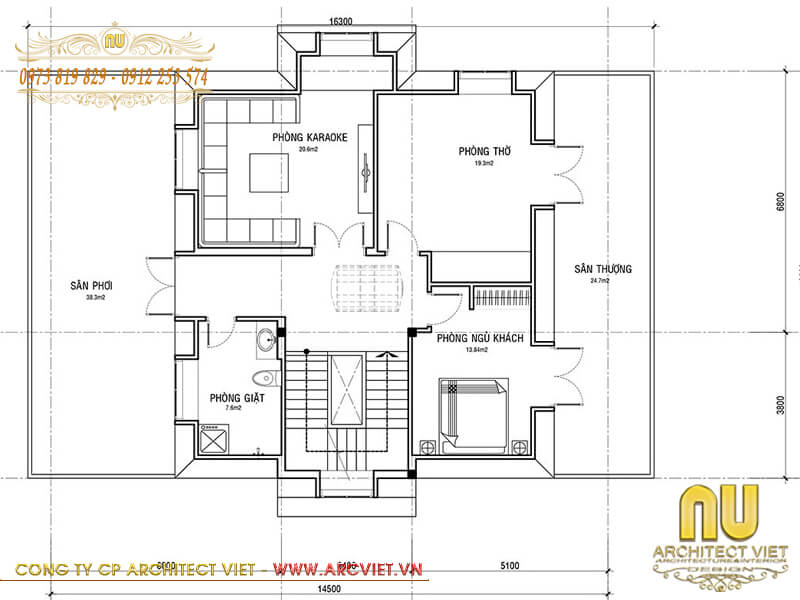 Bản vẽ mặt bằng tầng 3 mẫu thiết kế nhà rộng 7m dài 12m thiết kế nhà rộng 7m dài 12m