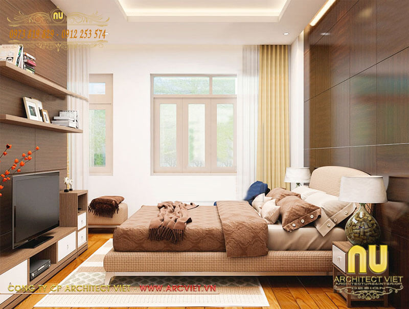 Phòng ngủ ông bà bố trí ở tầng 1 mẫu biệt thự 400m2 biệt thự 400m2