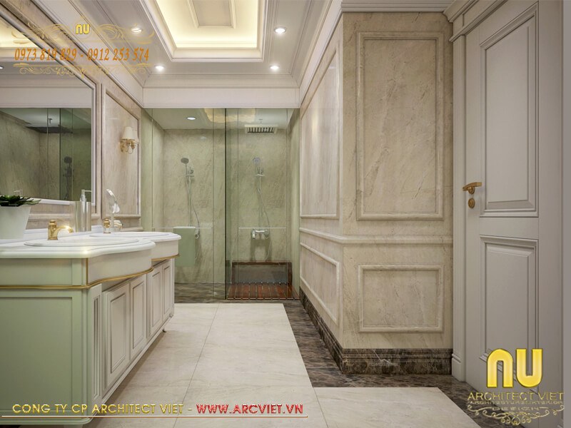 Trang thiết bị nội thất phòng tắm mẫu nhà 10x10 3 tầng đẹp cao cấp mẫu nhà 10x10 3 tầng đẹp